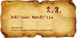 Kácser Natália névjegykártya