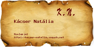 Kácser Natália névjegykártya